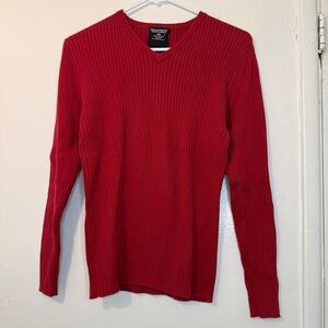 Vintage Polo Ralph Lauren Ribbed V-Neck Sweater in Crimson Red